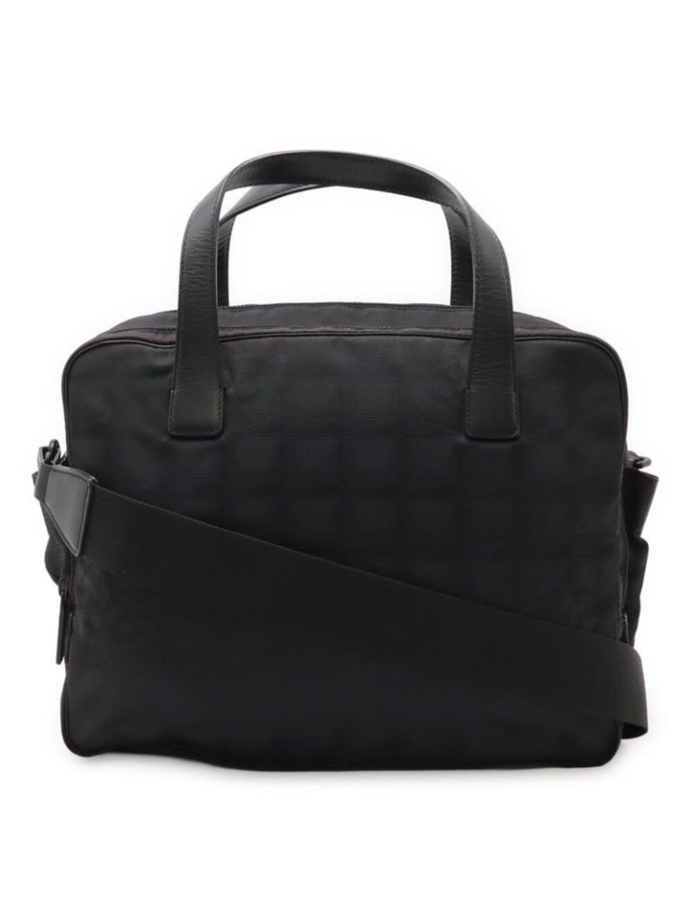 Chanel New Travel Line Handbag 2-Way Tote Bag Nylon Jacquard Leather Black